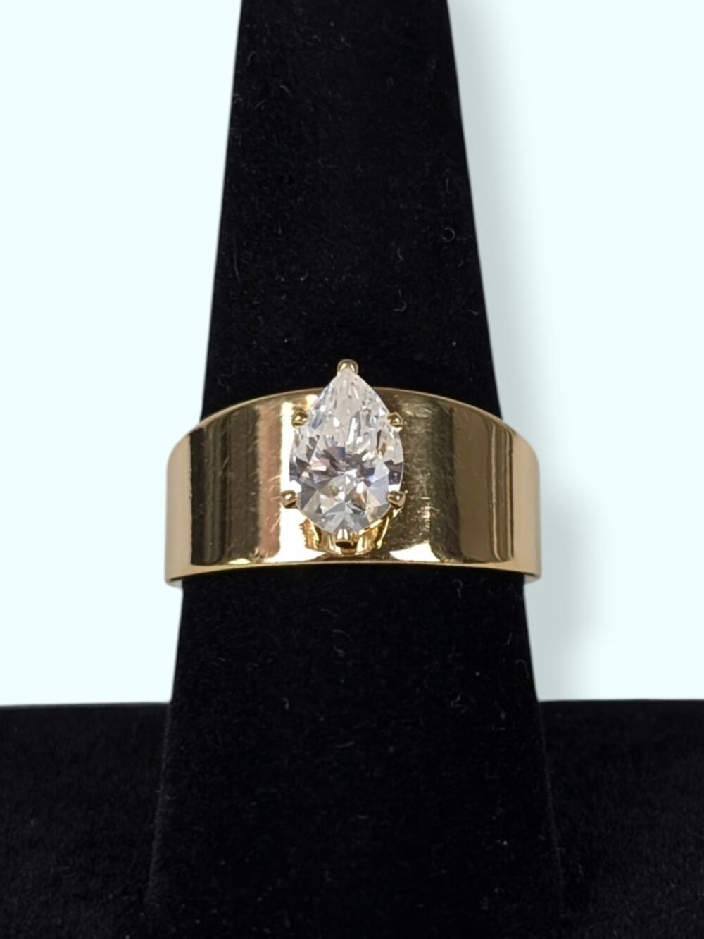 Joseph Esposito 14KTGE Teardrop Cut Solitary Wide Band Ring